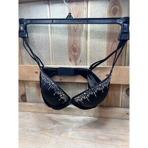 Victorias Secret Very Sexy Push-Up Bra 32C Black With Rhinestone Embellishments